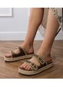 Gemre Brown glitter buckle espadrille slides Induri