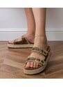 Gemre Brown glitter buckle espadrille slides Induri