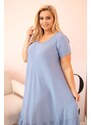 Kesi Włoski Plus size women's dress with short sleeves and ruffle made of light viscose denim