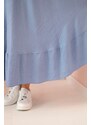 Kesi Włoski Plus size women's dress with short sleeves and ruffle made of light viscose denim