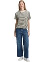 TOM TAILOR DENIM Majica temno zelena / bela