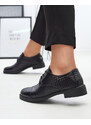 Resti Openwork black women's eco leather half shoes Azedvo- Footwear