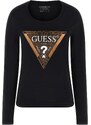GUESS Majica temno rjava / črna / off-bela