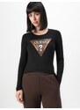 GUESS Majica temno rjava / črna / off-bela