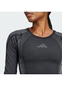 ADIDAS PERFORMANCE Funkcionalna majica 'Seamless Knitted Long Sleeve' siva / črna