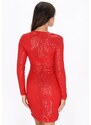 faina Koktejl obleka rdeča