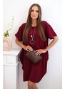 Kesi Włoski Dress with pockets and pendant burgundy