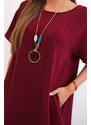 Kesi Włoski Dress with pockets and pendant burgundy