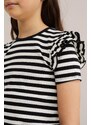 WE Fashion Majica črna / bela